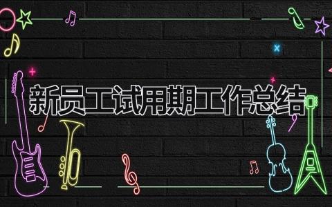 新员工试用期工作总结 (17篇）