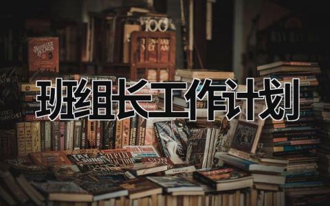 班组长工作计划 (20篇）