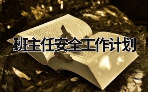 班主任安全工作计划 (17篇）