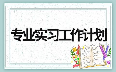 专业实习工作计划 (19篇）