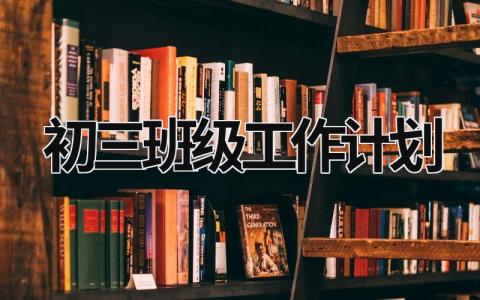 初三班级工作计划 (16篇）