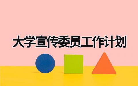 大学宣传委员工作计划 (16篇）