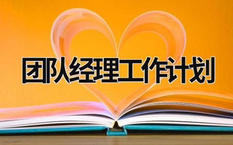 团队经理工作计划 (18篇）