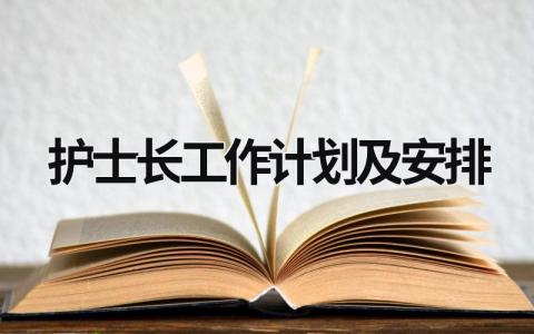 护士长工作计划及安排 (21篇）