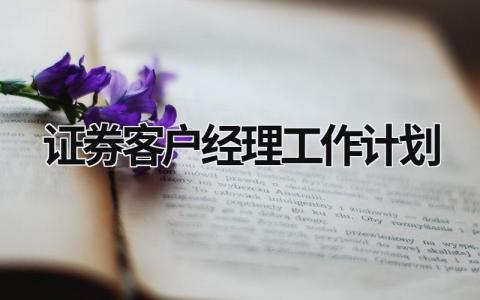 证券客户经理工作计划 (18篇）