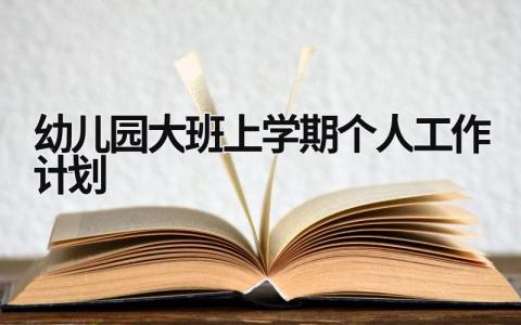 幼儿园大班上学期个人工作计划 (18篇）