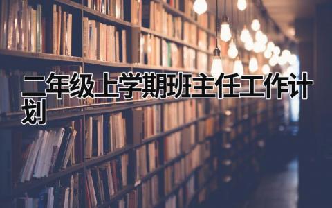 二年级上学期班主任工作计划 (14篇）