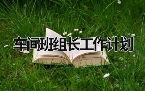 车间班组长工作计划 (17篇）