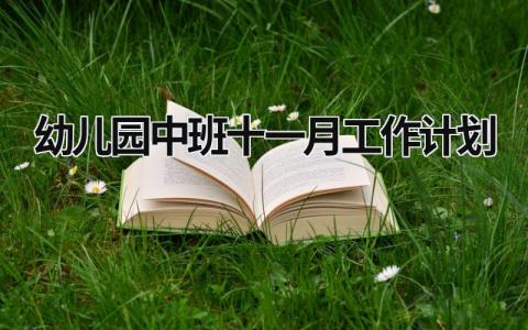 幼儿园中班十一月工作计划 (17篇）