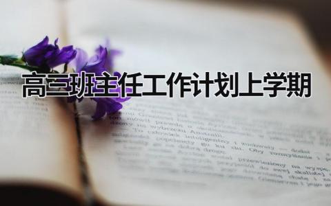 高三班主任工作计划上学期 (17篇）