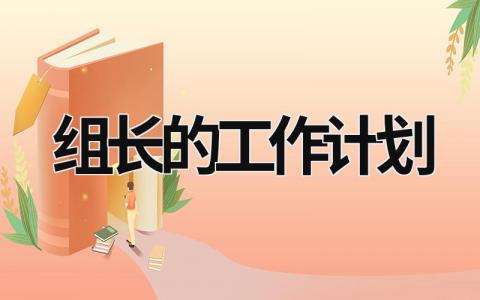 组长的工作计划 (17篇）