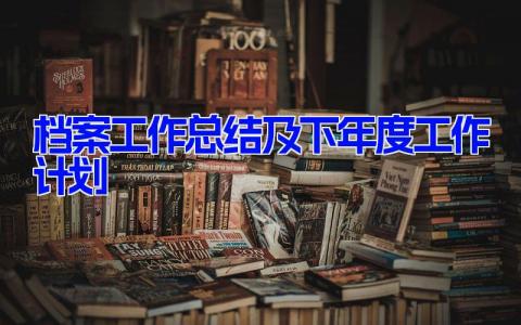 档案工作总结及下年度工作计划(9篇）