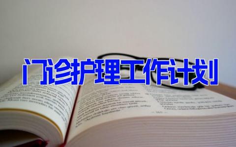 2024年最新的门诊护理工作计划(6篇）